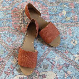 🆕 NIB/NWT | Madewell "Thea" Embossed Leather Sandal | Lava Rock | 7